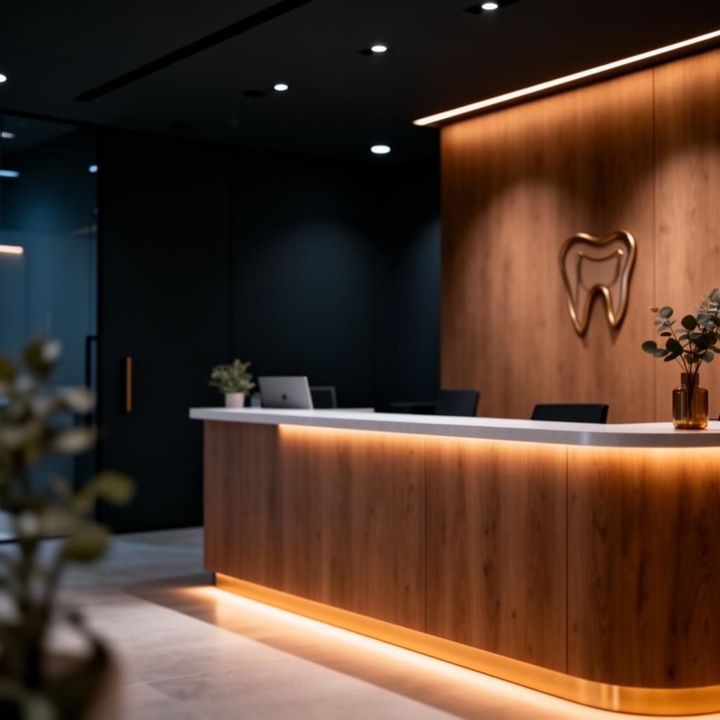 Modern dental practice reception interior